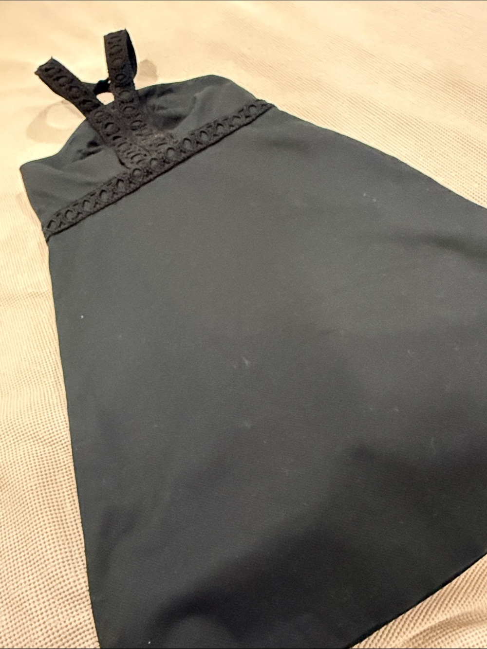 Merona Black Backless Halter Dress with Lace Trim